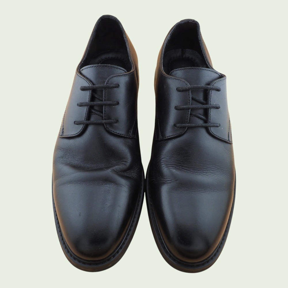 Express Mens Size 10 Black Plain Toe Derby Shoes Classic Leather Formal Dress - Picture 14 of 14